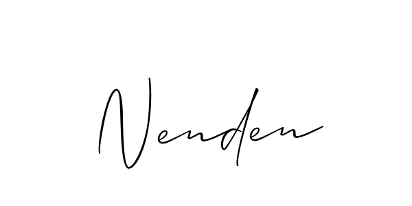 Use a signature maker to create a handwritten signature online. With this signature software, you can design (Allison_Script) your own signature for name Nenden. Nenden signature style 2 images and pictures png