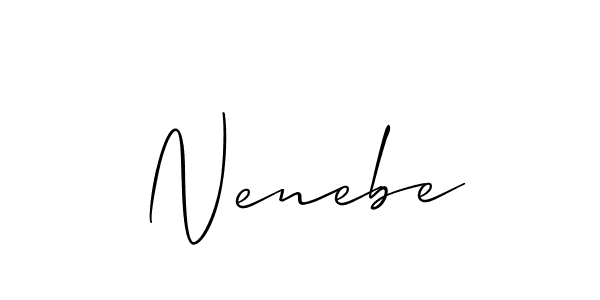 Use a signature maker to create a handwritten signature online. With this signature software, you can design (Allison_Script) your own signature for name Nenebe. Nenebe signature style 2 images and pictures png