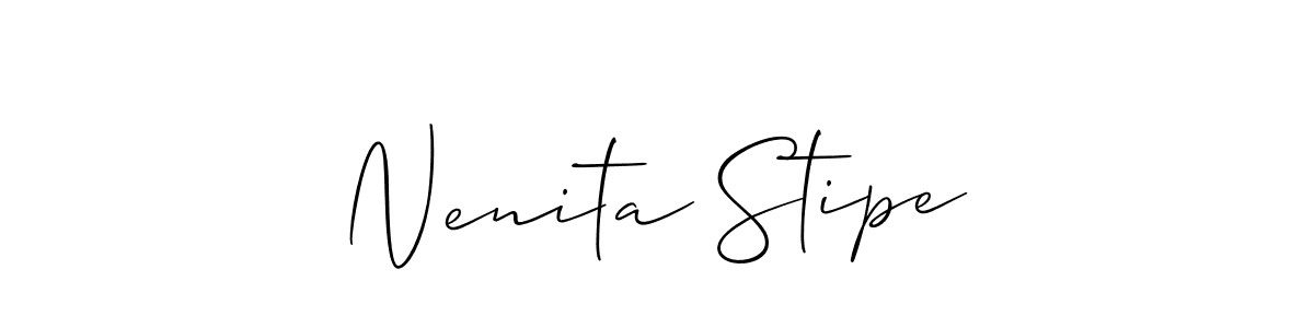 The best way (Allison_Script) to make a short signature is to pick only two or three words in your name. The name Nenita Stipe include a total of six letters. For converting this name. Nenita Stipe signature style 2 images and pictures png