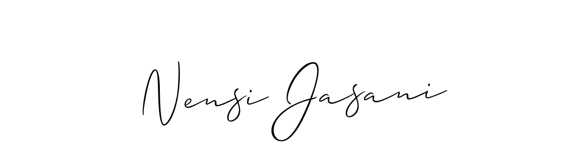 The best way (Allison_Script) to make a short signature is to pick only two or three words in your name. The name Nensi Jasani include a total of six letters. For converting this name. Nensi Jasani signature style 2 images and pictures png
