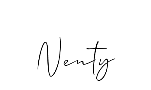 The best way (Allison_Script) to make a short signature is to pick only two or three words in your name. The name Nenty include a total of six letters. For converting this name. Nenty signature style 2 images and pictures png