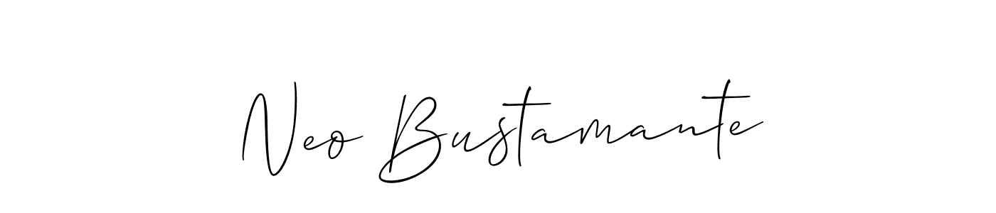 Use a signature maker to create a handwritten signature online. With this signature software, you can design (Allison_Script) your own signature for name Neo Bustamante. Neo Bustamante signature style 2 images and pictures png