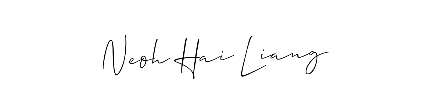 How to make Neoh Hai Liang name signature. Use Allison_Script style for creating short signs online. This is the latest handwritten sign. Neoh Hai Liang signature style 2 images and pictures png