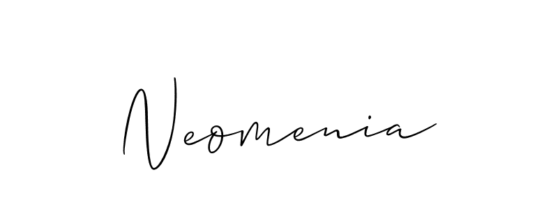 Make a beautiful signature design for name Neomenia. With this signature (Allison_Script) style, you can create a handwritten signature for free. Neomenia signature style 2 images and pictures png