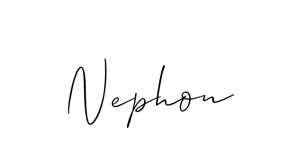 The best way (Allison_Script) to make a short signature is to pick only two or three words in your name. The name Nephon include a total of six letters. For converting this name. Nephon signature style 2 images and pictures png