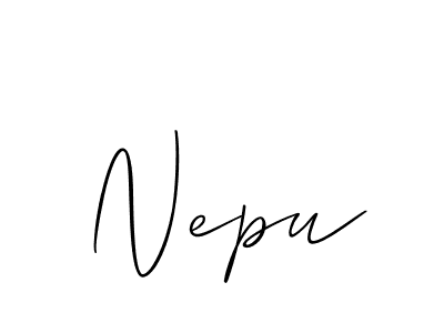 Create a beautiful signature design for name Nepu. With this signature (Allison_Script) fonts, you can make a handwritten signature for free. Nepu signature style 2 images and pictures png