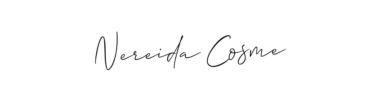 Make a beautiful signature design for name Nereida Cosme. With this signature (Allison_Script) style, you can create a handwritten signature for free. Nereida Cosme signature style 2 images and pictures png