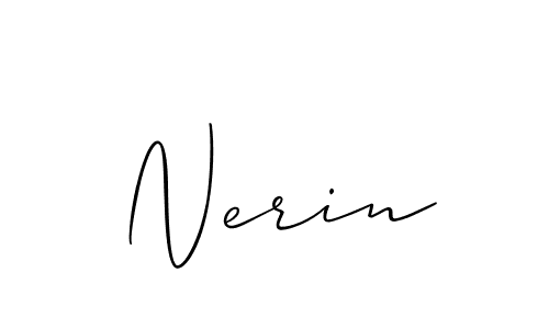 Use a signature maker to create a handwritten signature online. With this signature software, you can design (Allison_Script) your own signature for name Nerin. Nerin signature style 2 images and pictures png