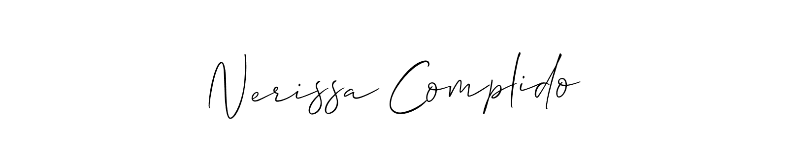 You should practise on your own different ways (Allison_Script) to write your name (Nerissa Complido) in signature. don't let someone else do it for you. Nerissa Complido signature style 2 images and pictures png