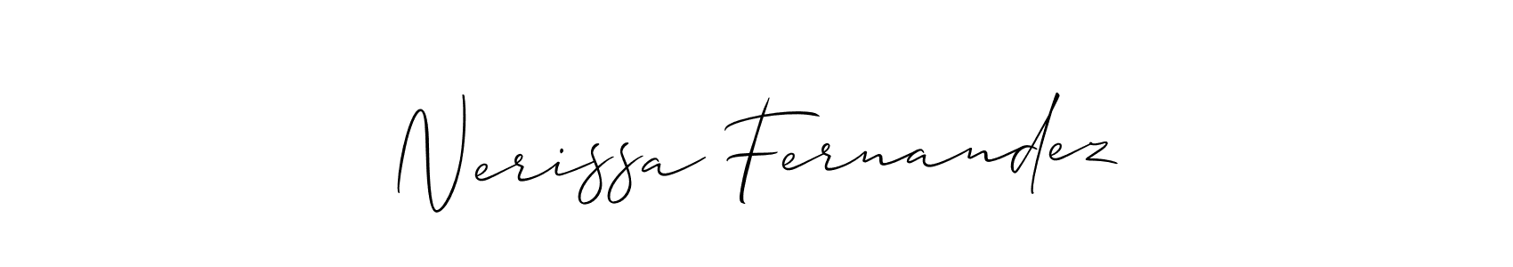 Allison_Script is a professional signature style that is perfect for those who want to add a touch of class to their signature. It is also a great choice for those who want to make their signature more unique. Get Nerissa Fernandez name to fancy signature for free. Nerissa Fernandez signature style 2 images and pictures png