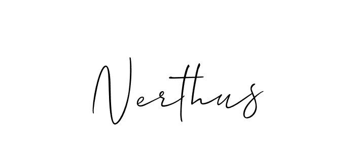 Use a signature maker to create a handwritten signature online. With this signature software, you can design (Allison_Script) your own signature for name Nerthus. Nerthus signature style 2 images and pictures png