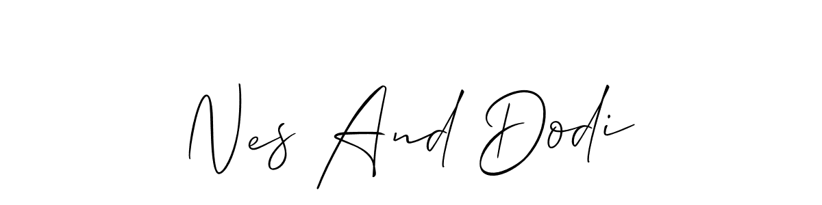 Also You can easily find your signature by using the search form. We will create Nes And Dodi name handwritten signature images for you free of cost using Allison_Script sign style. Nes And Dodi signature style 2 images and pictures png