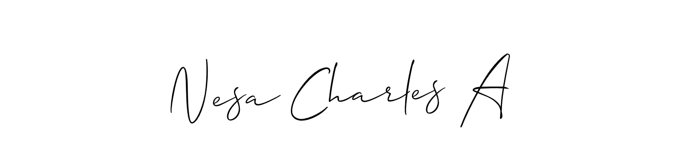Design your own signature with our free online signature maker. With this signature software, you can create a handwritten (Allison_Script) signature for name Nesa Charles A. Nesa Charles A signature style 2 images and pictures png