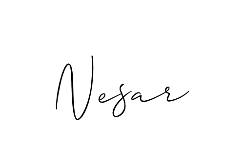 Nesar stylish signature style. Best Handwritten Sign (Allison_Script) for my name. Handwritten Signature Collection Ideas for my name Nesar. Nesar signature style 2 images and pictures png