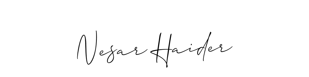 You can use this online signature creator to create a handwritten signature for the name Nesar Haider. This is the best online autograph maker. Nesar Haider signature style 2 images and pictures png