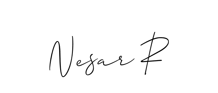 Similarly Allison_Script is the best handwritten signature design. Signature creator online .You can use it as an online autograph creator for name Nesar R. Nesar R signature style 2 images and pictures png