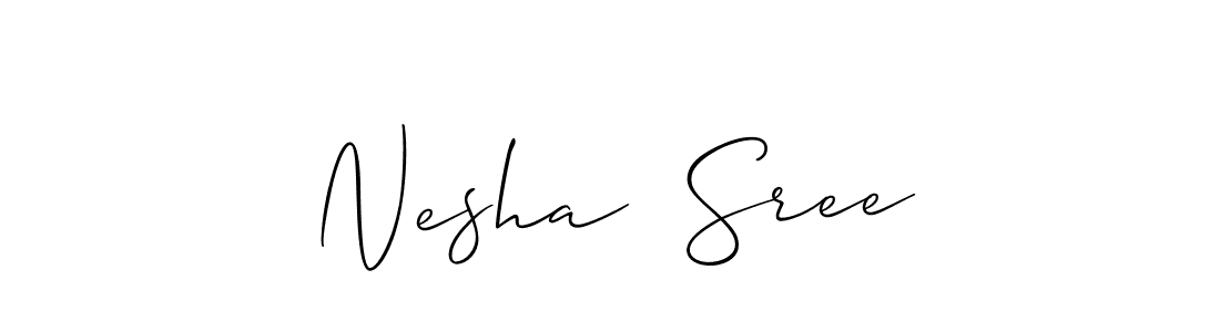 The best way (Allison_Script) to make a short signature is to pick only two or three words in your name. The name Nesha  Sree include a total of six letters. For converting this name. Nesha  Sree signature style 2 images and pictures png