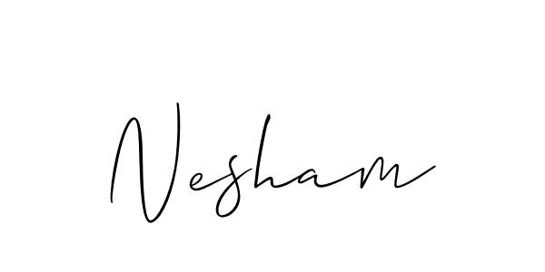 Use a signature maker to create a handwritten signature online. With this signature software, you can design (Allison_Script) your own signature for name Nesham. Nesham signature style 2 images and pictures png