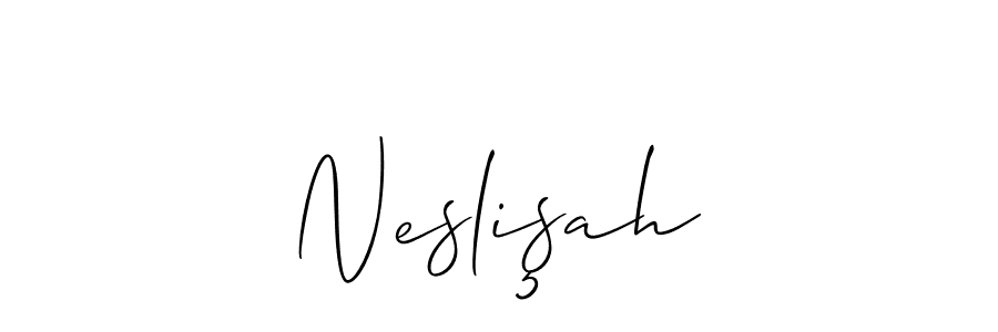 Use a signature maker to create a handwritten signature online. With this signature software, you can design (Allison_Script) your own signature for name Neslişah. Neslişah signature style 2 images and pictures png