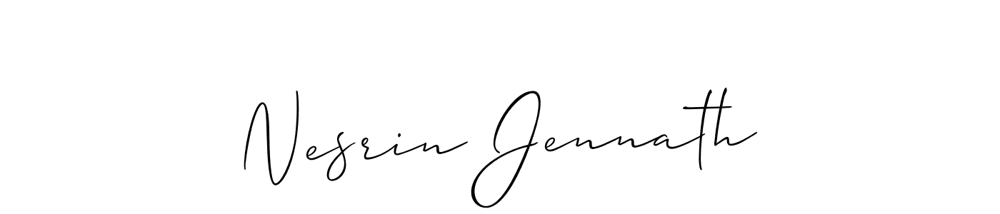 Also You can easily find your signature by using the search form. We will create Nesrin Jennath name handwritten signature images for you free of cost using Allison_Script sign style. Nesrin Jennath signature style 2 images and pictures png