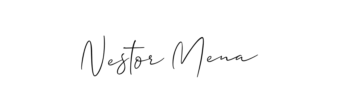 How to make Nestor Mena name signature. Use Allison_Script style for creating short signs online. This is the latest handwritten sign. Nestor Mena signature style 2 images and pictures png