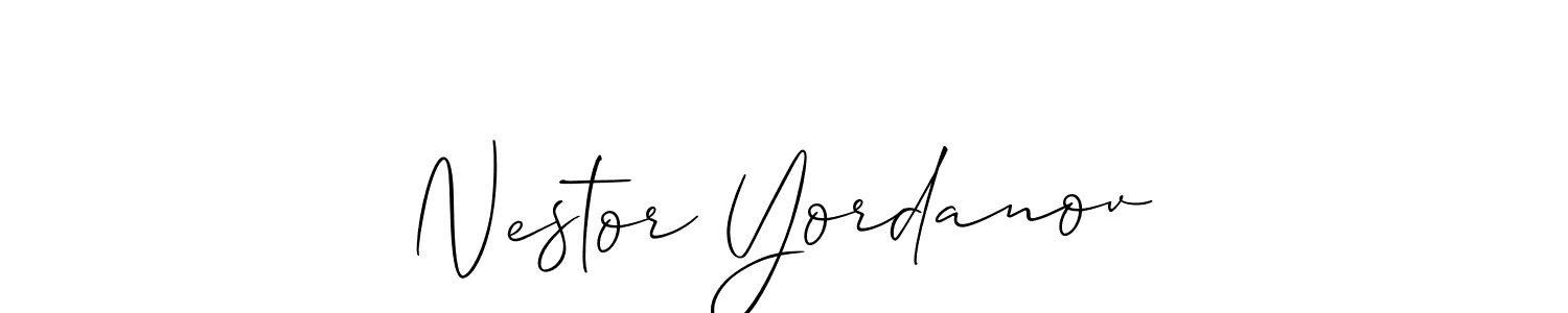 Use a signature maker to create a handwritten signature online. With this signature software, you can design (Allison_Script) your own signature for name Nestor Yordanov. Nestor Yordanov signature style 2 images and pictures png