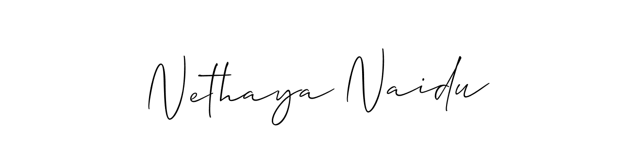 You should practise on your own different ways (Allison_Script) to write your name (Nethaya Naidu) in signature. don't let someone else do it for you. Nethaya Naidu signature style 2 images and pictures png