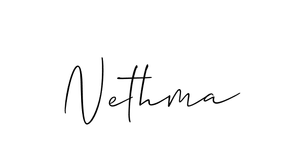 Make a beautiful signature design for name Nethma. With this signature (Allison_Script) style, you can create a handwritten signature for free. Nethma signature style 2 images and pictures png