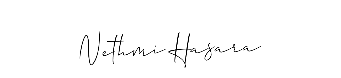 The best way (Allison_Script) to make a short signature is to pick only two or three words in your name. The name Nethmi Hasara include a total of six letters. For converting this name. Nethmi Hasara signature style 2 images and pictures png