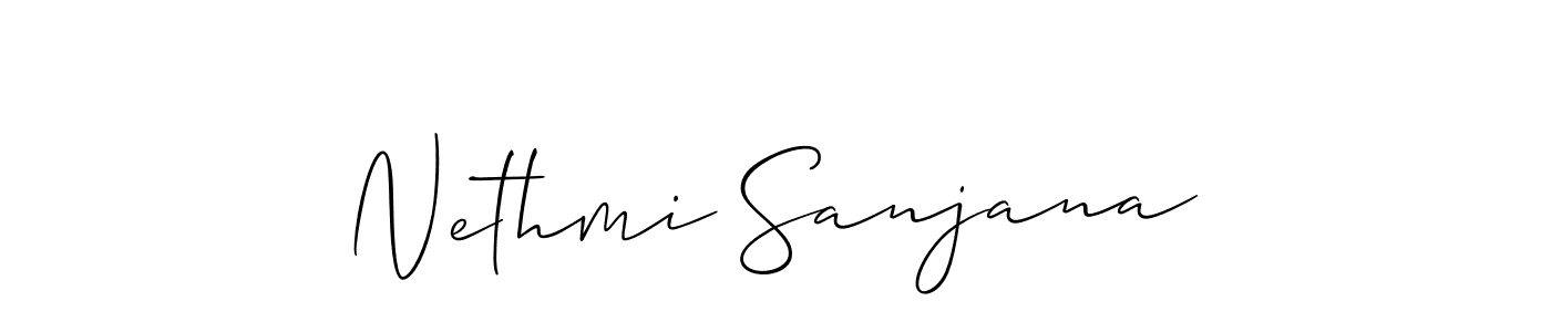 Make a short Nethmi Sanjana signature style. Manage your documents anywhere anytime using Allison_Script. Create and add eSignatures, submit forms, share and send files easily. Nethmi Sanjana signature style 2 images and pictures png