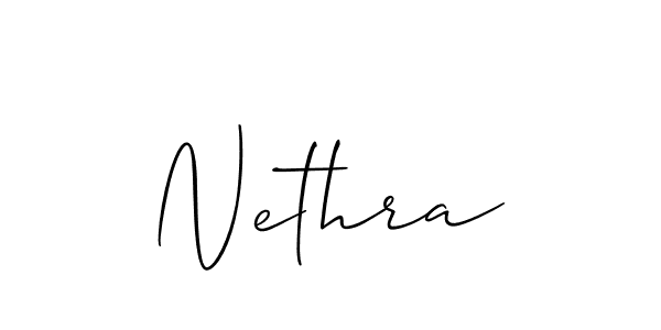 Make a beautiful signature design for name Nethra. With this signature (Allison_Script) style, you can create a handwritten signature for free. Nethra signature style 2 images and pictures png