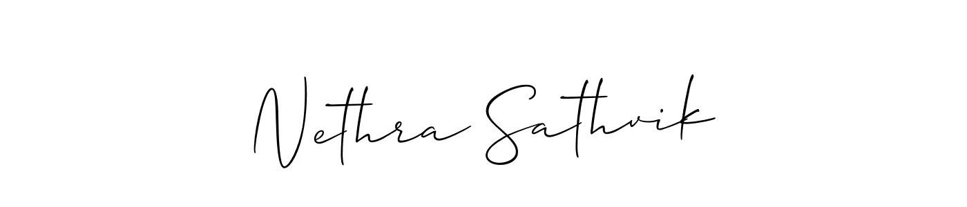 Design your own signature with our free online signature maker. With this signature software, you can create a handwritten (Allison_Script) signature for name Nethra Sathvik. Nethra Sathvik signature style 2 images and pictures png