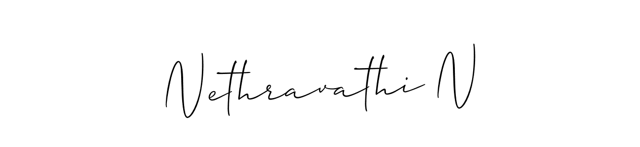 How to Draw Nethravathi N signature style? Allison_Script is a latest design signature styles for name Nethravathi N. Nethravathi N signature style 2 images and pictures png