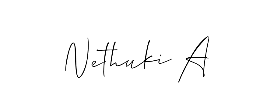 Allison_Script is a professional signature style that is perfect for those who want to add a touch of class to their signature. It is also a great choice for those who want to make their signature more unique. Get Nethuki A name to fancy signature for free. Nethuki A signature style 2 images and pictures png