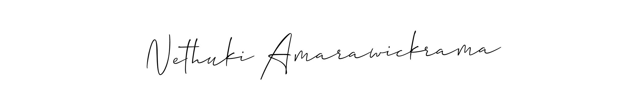 The best way (Allison_Script) to make a short signature is to pick only two or three words in your name. The name Nethuki Amarawickrama include a total of six letters. For converting this name. Nethuki Amarawickrama signature style 2 images and pictures png