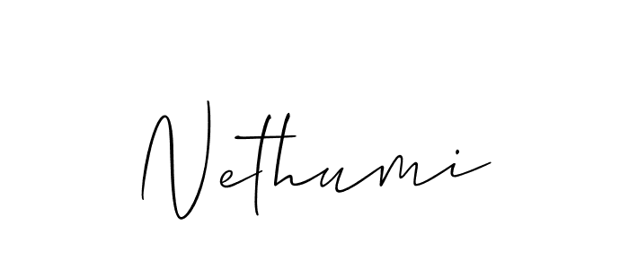 Make a beautiful signature design for name Nethumi. With this signature (Allison_Script) style, you can create a handwritten signature for free. Nethumi signature style 2 images and pictures png