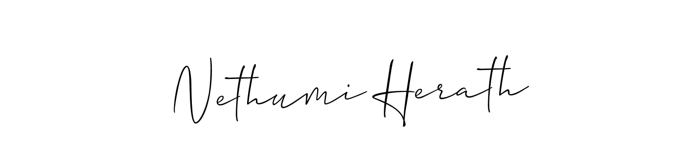 Use a signature maker to create a handwritten signature online. With this signature software, you can design (Allison_Script) your own signature for name Nethumi Herath. Nethumi Herath signature style 2 images and pictures png