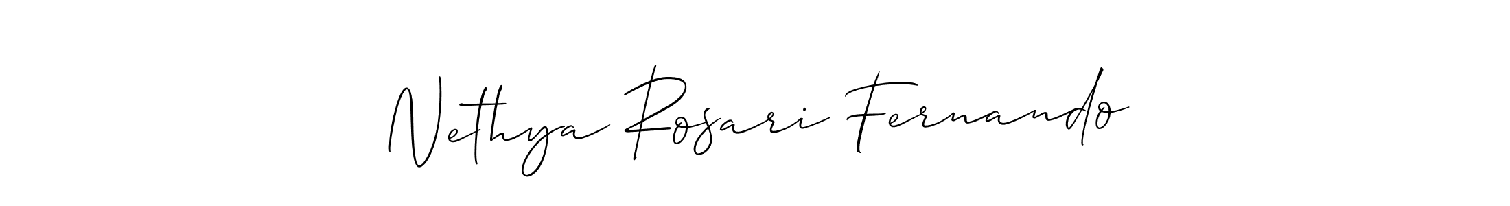 It looks lik you need a new signature style for name Nethya Rosari Fernando. Design unique handwritten (Allison_Script) signature with our free signature maker in just a few clicks. Nethya Rosari Fernando signature style 2 images and pictures png
