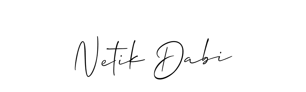 Allison_Script is a professional signature style that is perfect for those who want to add a touch of class to their signature. It is also a great choice for those who want to make their signature more unique. Get Netik Dabi name to fancy signature for free. Netik Dabi signature style 2 images and pictures png