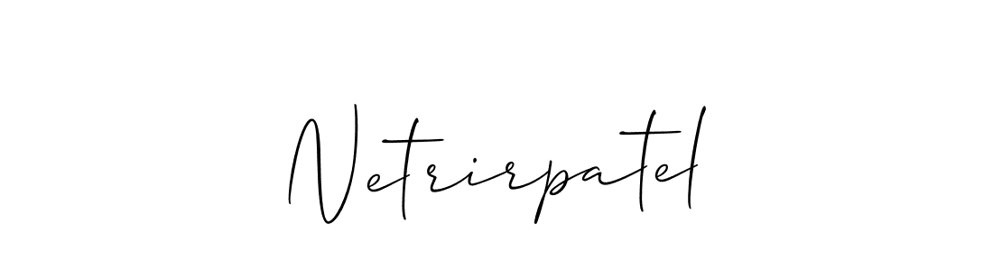 The best way (Allison_Script) to make a short signature is to pick only two or three words in your name. The name Netrirpatel include a total of six letters. For converting this name. Netrirpatel signature style 2 images and pictures png