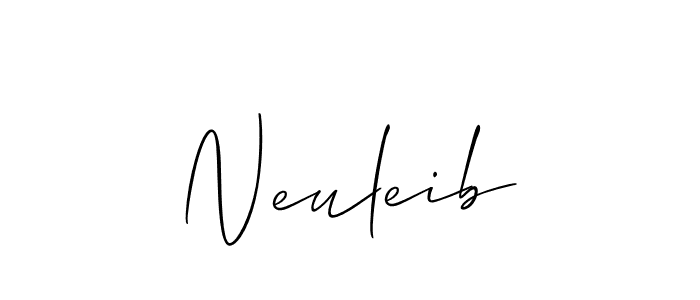 Make a beautiful signature design for name Neuleib. With this signature (Allison_Script) style, you can create a handwritten signature for free. Neuleib signature style 2 images and pictures png