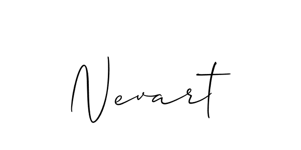 Use a signature maker to create a handwritten signature online. With this signature software, you can design (Allison_Script) your own signature for name Nevart. Nevart signature style 2 images and pictures png