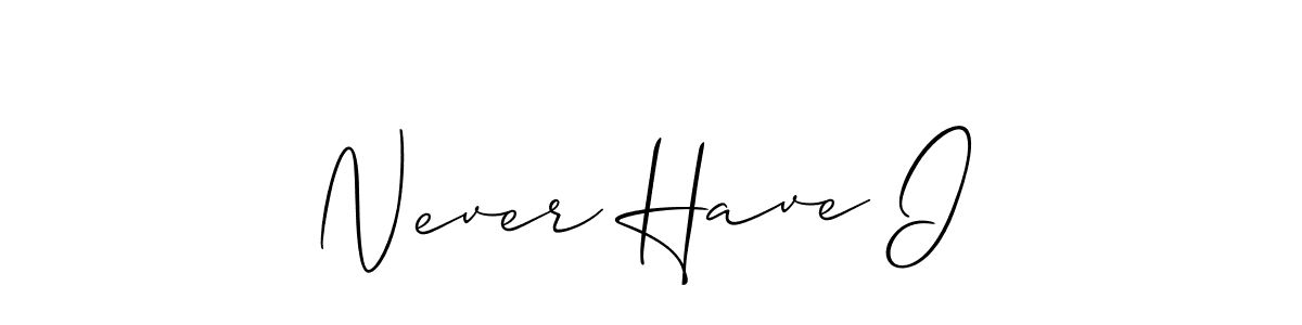 Make a beautiful signature design for name Never Have I. With this signature (Allison_Script) style, you can create a handwritten signature for free. Never Have I signature style 2 images and pictures png