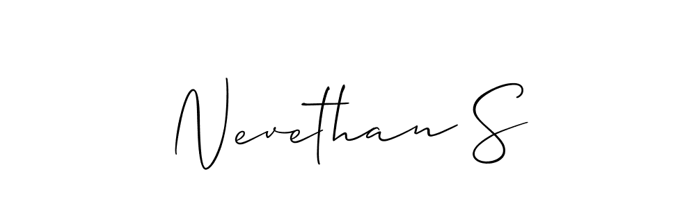 How to make Nevethan S name signature. Use Allison_Script style for creating short signs online. This is the latest handwritten sign. Nevethan S signature style 2 images and pictures png