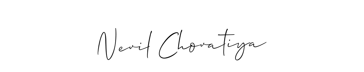 Make a beautiful signature design for name Nevil Chovatiya. With this signature (Allison_Script) style, you can create a handwritten signature for free. Nevil Chovatiya signature style 2 images and pictures png