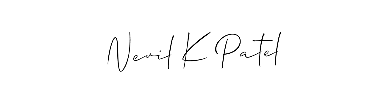 How to Draw Nevil K Patel signature style? Allison_Script is a latest design signature styles for name Nevil K Patel. Nevil K Patel signature style 2 images and pictures png