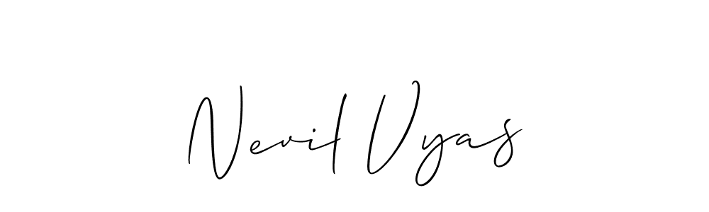 Design your own signature with our free online signature maker. With this signature software, you can create a handwritten (Allison_Script) signature for name Nevil Vyas. Nevil Vyas signature style 2 images and pictures png
