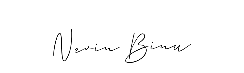 Also You can easily find your signature by using the search form. We will create Nevin Binu name handwritten signature images for you free of cost using Allison_Script sign style. Nevin Binu signature style 2 images and pictures png