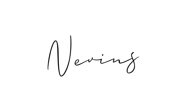 Use a signature maker to create a handwritten signature online. With this signature software, you can design (Allison_Script) your own signature for name Nevins. Nevins signature style 2 images and pictures png