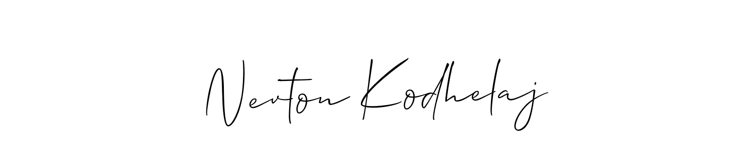 Create a beautiful signature design for name Nevton Kodhelaj. With this signature (Allison_Script) fonts, you can make a handwritten signature for free. Nevton Kodhelaj signature style 2 images and pictures png